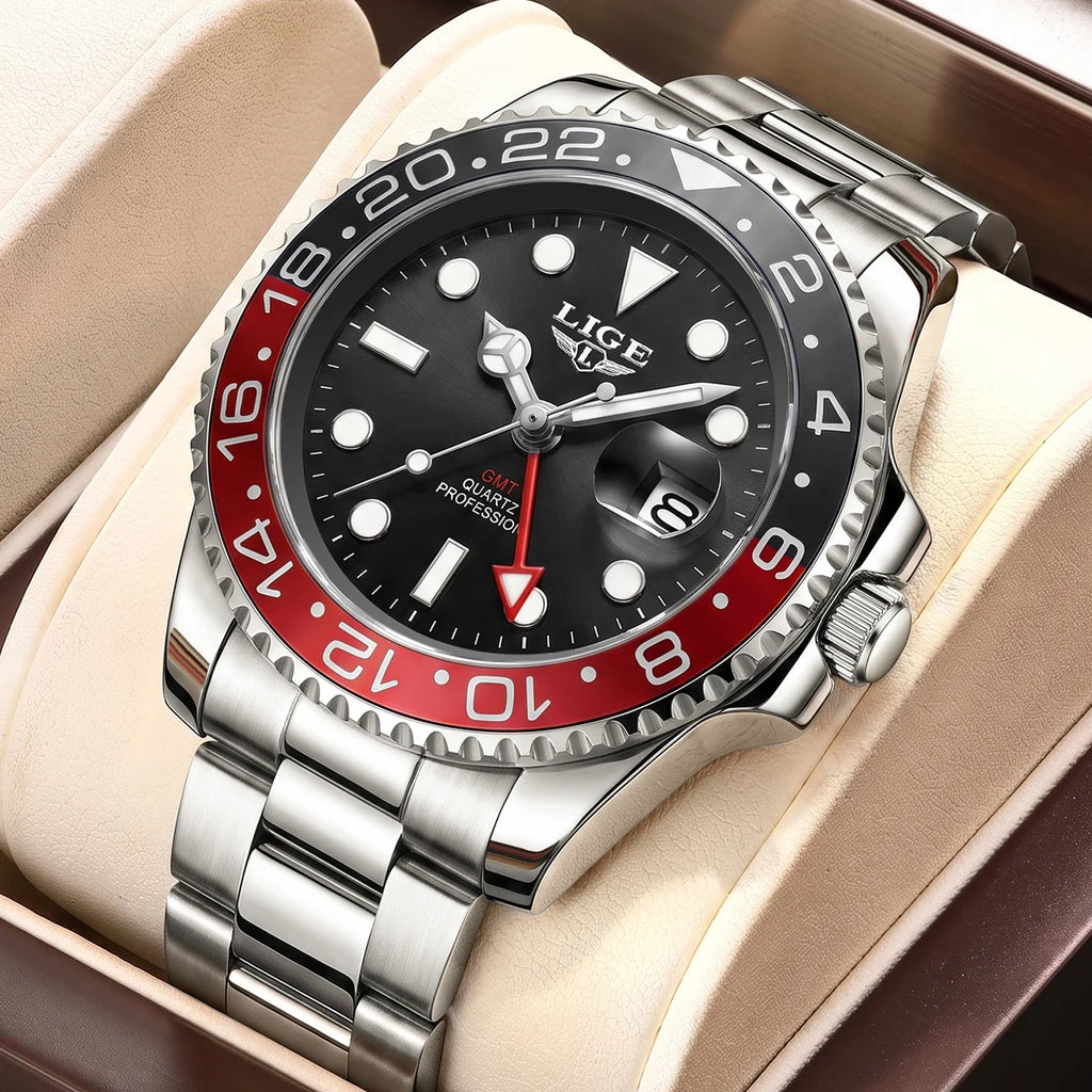 Montre Homme LIGE en acier – Quartz, date et aiguilles lumineuses