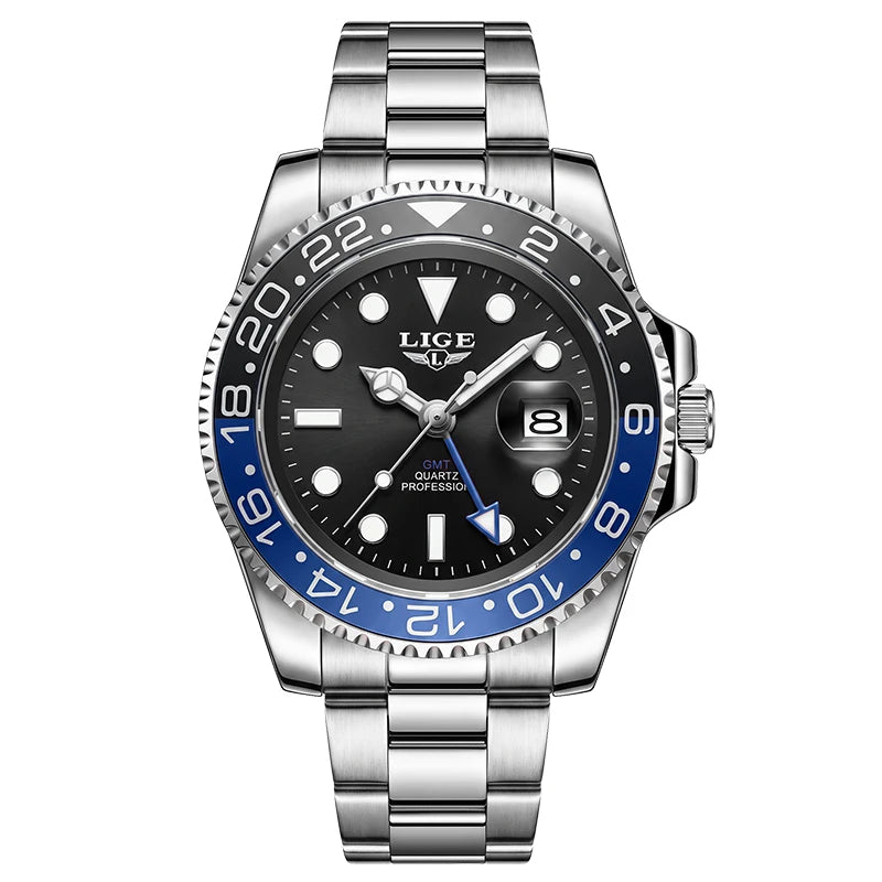 Montre Homme LIGE en acier – Quartz, date et aiguilles lumineuses