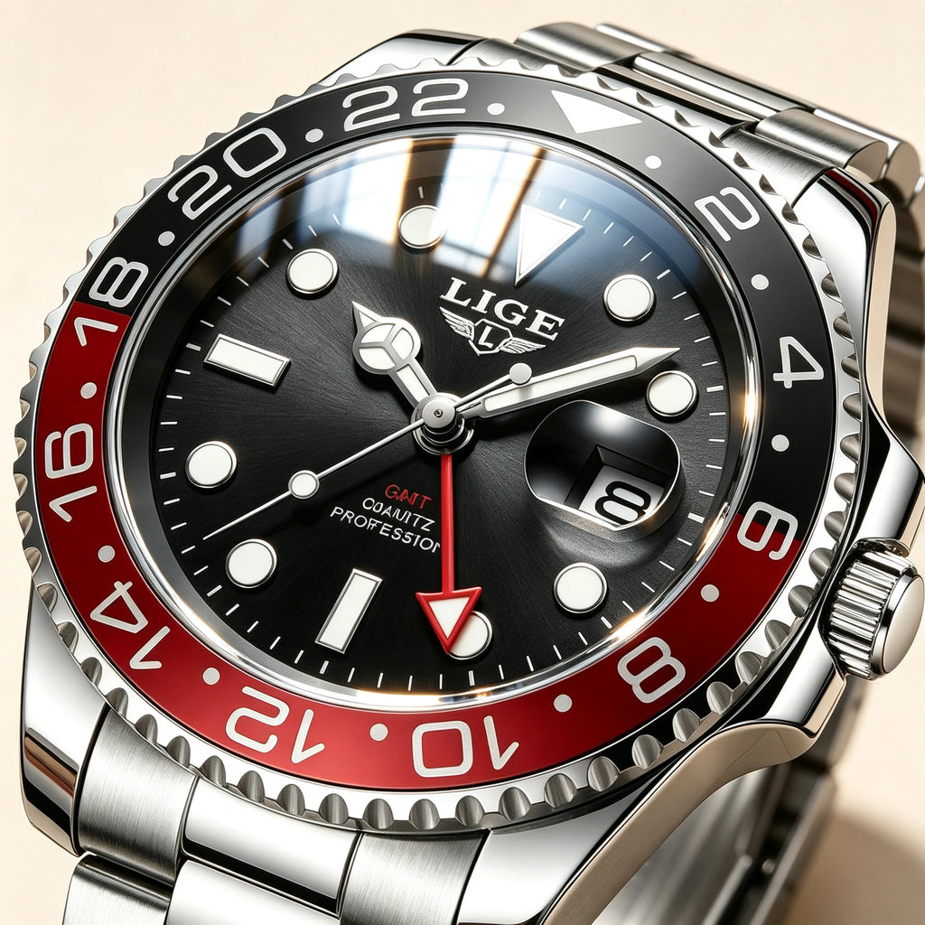 Montre Homme LIGE en acier – Quartz, date et aiguilles lumineuses